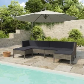 6-piece garden furniture set and gray synthetic rattan cushions by vidaXL, Garden sets - Ref: Foro24-3056964, Price: 584,19 €...