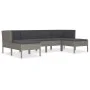 6-teiliges Gartenmöbel-Set und graue synthetische Rattankissen von vidaXL, Gartensets - Ref: Foro24-3056964, Preis: 584,16 €,...