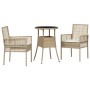 Conjunto de Comedor de Jardín 3 pcs Beige Poliratán