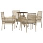 Conjunto de Comedor de Jardín 5 pcs Beige Poliratán