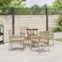 Conjunto de Comedor de Jardín 5 pcs Beige Poliratán