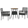 Conjunto de Comedor de Jardín 3 pcs Negro Poliratán