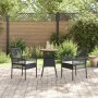 Conjunto de Comedor de Jardín 3 pcs Negro Poliratán
