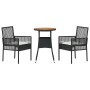 Conjunto de Comedor de Jardín 3 pcs Negro Poliratán