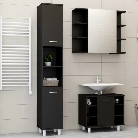 Juego de muebles de baño 3 pzas madera ingeniería negro de vidaXL, Muebles de baño - Ref: Foro24-3056953, Precio: 186,04 €, D...