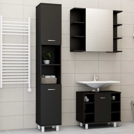 Juego de muebles de baño 3 pzas madera ingeniería negro by vidaXL, Bathroom furniture - Ref: Foro24-3056953, Price: 189,40 €,...