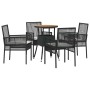 Conjunto de Comedor de Jardín 5 pcs Negro Poliratán