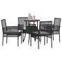 Conjunto de Comedor de Jardín 5 pcs Negro Poliratán