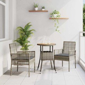 Conjunto de Comedor de Jardín 3 pcs Gris Poliratán