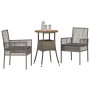Conjunto de Comedor de Jardín 3 pcs Gris Poliratán