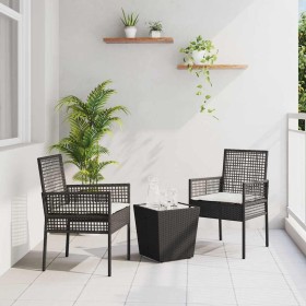 Juego Bistro de Jardín 3 pcs Negro Poliratán