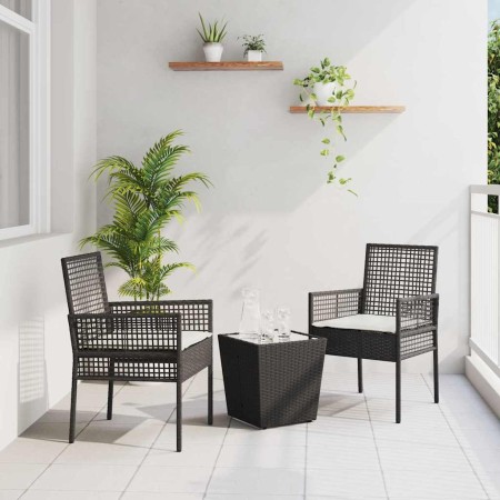 Juego Bistro de Jardín 3 pcs Negro Poliratán