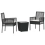 Juego Bistro de Jardín 3 pcs Negro Poliratán