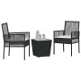 Juego Bistro de Jardín 3 pcs Negro Poliratán
