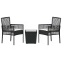 Juego Bistro de Jardín 3 pcs Negro Poliratán