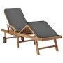 Sun loungers with cushion 2 pcs solid dark gray teak wood by vidaXL, Loungers - Ref: Foro24-3054634, Price: 589,88 €, Discoun...