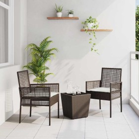 Juego Bistro de Jardín 3 pcs Marrón Poliratán