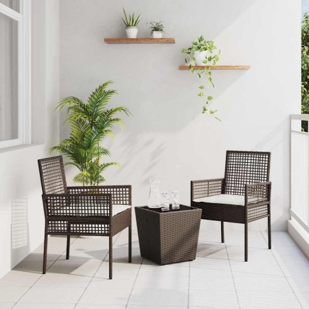 Juego Bistro de Jardín 3 pcs Marrón Poliratán