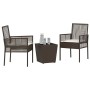 Juego Bistro de Jardín 3 pcs Marrón Poliratán