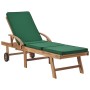 Sonnenliegen mit Kissen 2 Stk. massives Teakholz grün von vidaXL, Liegen - Ref: Foro24-3054635, Preis: 485,67 €, Rabatt: %