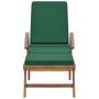 Solid teak wood sun loungers with 2 green cushions by vidaXL, Loungers - Ref: Foro24-3054635, Price: 485,67 €, Discount: %