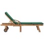 Solid teak wood sun loungers with 2 green cushions by vidaXL, Loungers - Ref: Foro24-3054635, Price: 485,67 €, Discount: %
