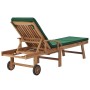 Solid teak wood sun loungers with 2 green cushions by vidaXL, Loungers - Ref: Foro24-3054635, Price: 485,67 €, Discount: %