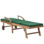Solid teak wood sun loungers with 2 green cushions by vidaXL, Loungers - Ref: Foro24-3054635, Price: 485,67 €, Discount: %