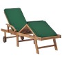 Solid teak wood sun loungers with 2 green cushions by vidaXL, Loungers - Ref: Foro24-3054635, Price: 485,67 €, Discount: %