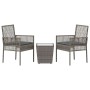 Juego Bistro de Jardín 3 pcs Gris Poliratán