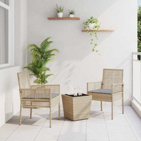 Juego Bistro de Jardín 3 pcs Beige Poliratán