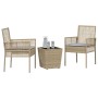 Juego Bistro de Jardín 3 pcs Beige Poliratán