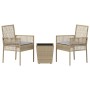 Juego Bistro de Jardín 3 pcs Beige Poliratán