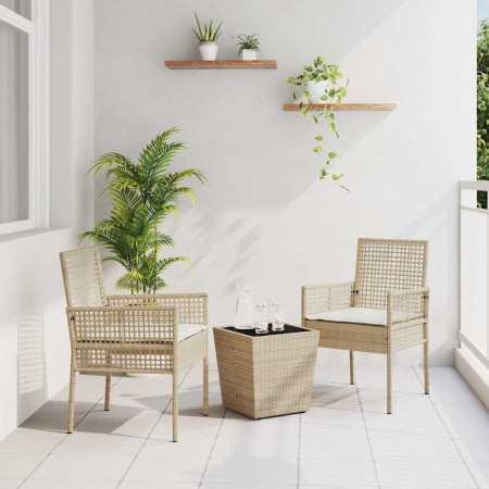 Juego Bistro de Jardín 3 pcs Beige Poliratán