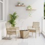 Juego Bistro de Jardín 3 pcs Beige Poliratán