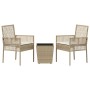 Juego Bistro de Jardín 3 pcs Beige Poliratán