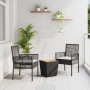 Juego Bistro de Jardín 3 pcs Negro Poliratán