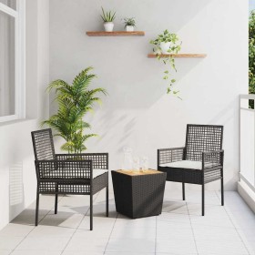 Juego Bistro de Jardín 3 pcs Negro Poliratán