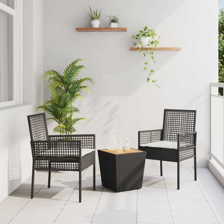 Juego Bistro de Jardín 3 pcs Negro Poliratán