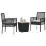 Juego Bistro de Jardín 3 pcs Negro Poliratán