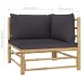 7-teiliges Gartenmöbel-Set aus Bambus mit dunkelgrauen Kissen von vidaXL, Gartensets - Ref: Foro24-3058248, Preis: 747,30 €, ...