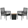 Juego Bistro de Jardín 3 pcs Negro Poliratán