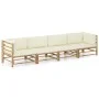 Gartenmöbel-Set 4-teilig aus Bambus und cremeweißen Kissen von vidaXL, Gartensets - Ref: Foro24-3058205, Preis: 462,86 €, Rab...