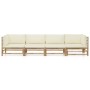 Gartenmöbel-Set 4-teilig aus Bambus und cremeweißen Kissen von vidaXL, Gartensets - Ref: Foro24-3058205, Preis: 486,19 €, Rab...