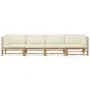Set de muebles de jardín 4 piezas bambú y cojines blanco crema de vidaXL, Conjuntos de jardín - Ref: Foro24-3058205, Precio: ...