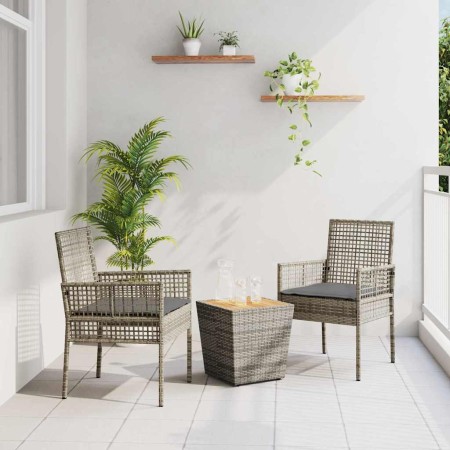 Juego Bistro de Jardín 3 pcs Gris Poliratán