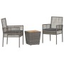 Juego Bistro de Jardín 3 pcs Gris Poliratán