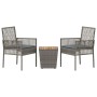 Juego Bistro de Jardín 3 pcs Gris Poliratán