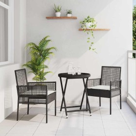 Juego Bistro de Jardín 3 pcs Negro Poliratán