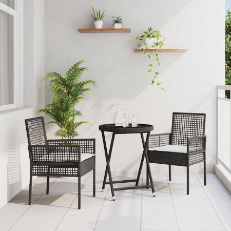 Juego Bistro de Jardín 3 pcs Negro Poliratán